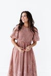 Mia Embroidered Smocked Dress In Salmon