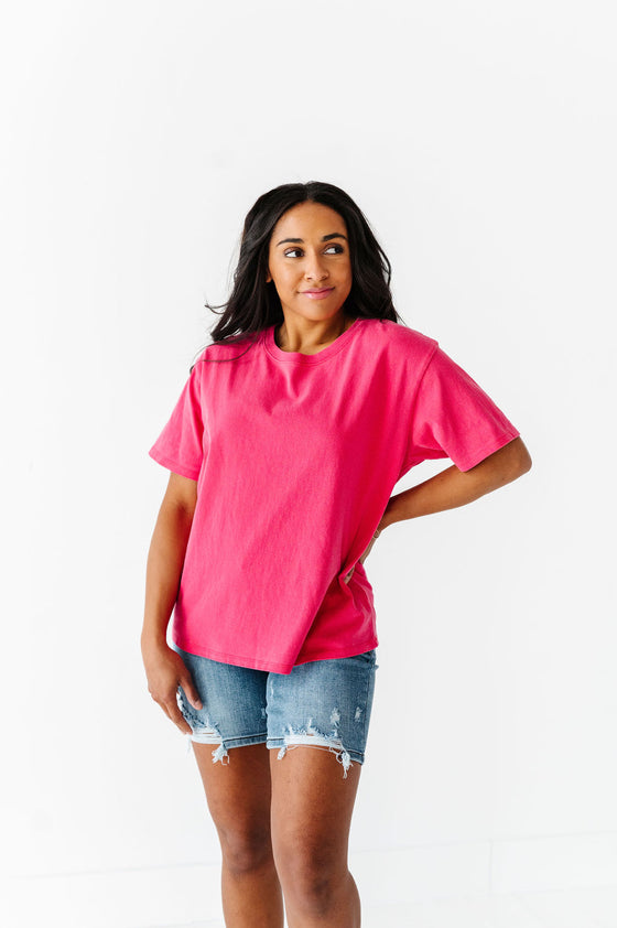 Dakota Crewneck Tee in Raspberry