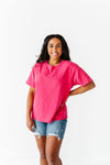 Dakota Crewneck Tee in Raspberry