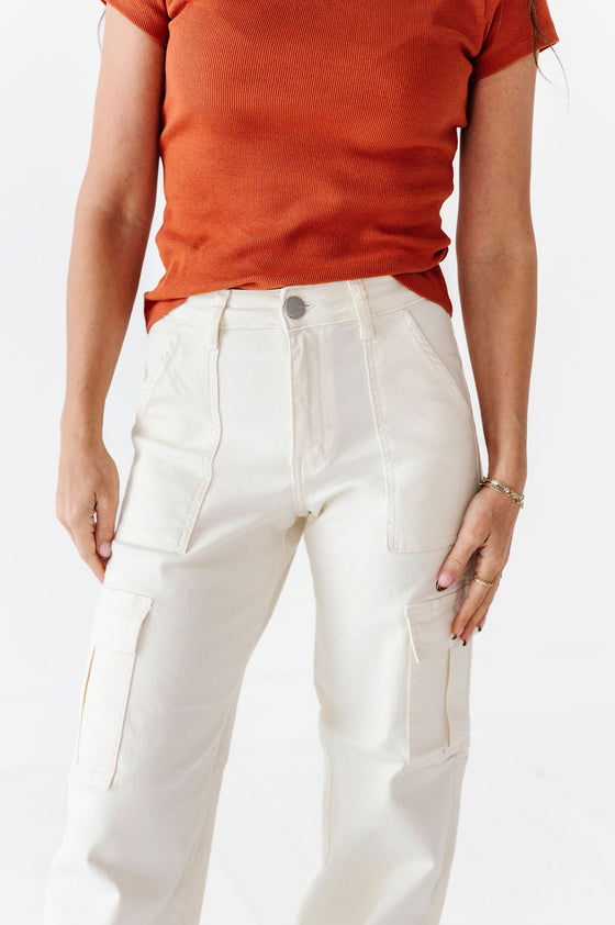 Spencer Cargo Jeans in Ivory