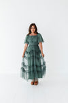 Vienna Ruffle Tiered Dress in Dusty Teal - Size Small Left