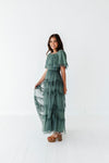 Vienna Ruffle Tiered Dress in Dusty Teal - Size Small Left