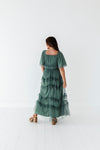 Vienna Ruffle Tiered Dress in Dusty Teal - Size Small Left