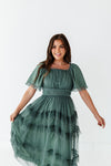 Vienna Ruffle Tiered Dress in Dusty Teal - Size Small Left