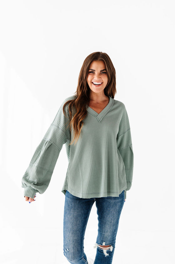 Theo Sweater in Sage - Size Small Left