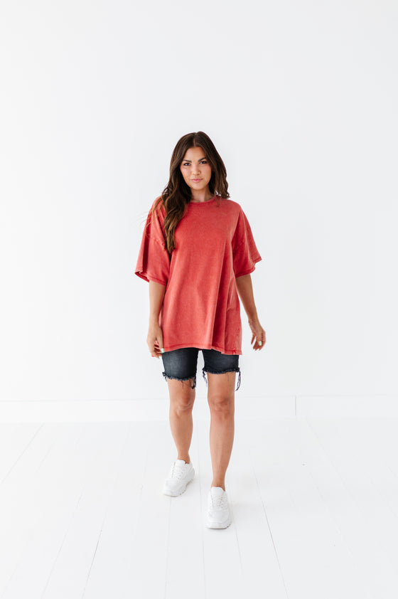 Teagan Oversized Tee in Red