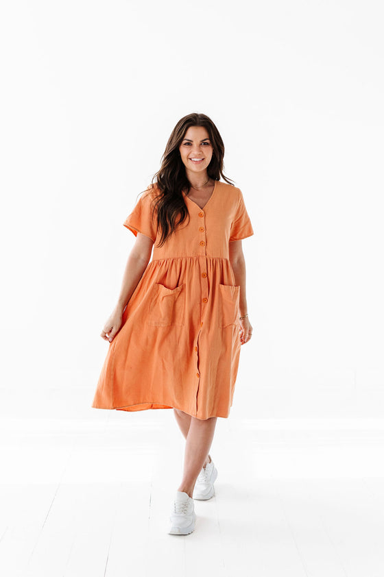 Danica Button Down Dress in Apricot