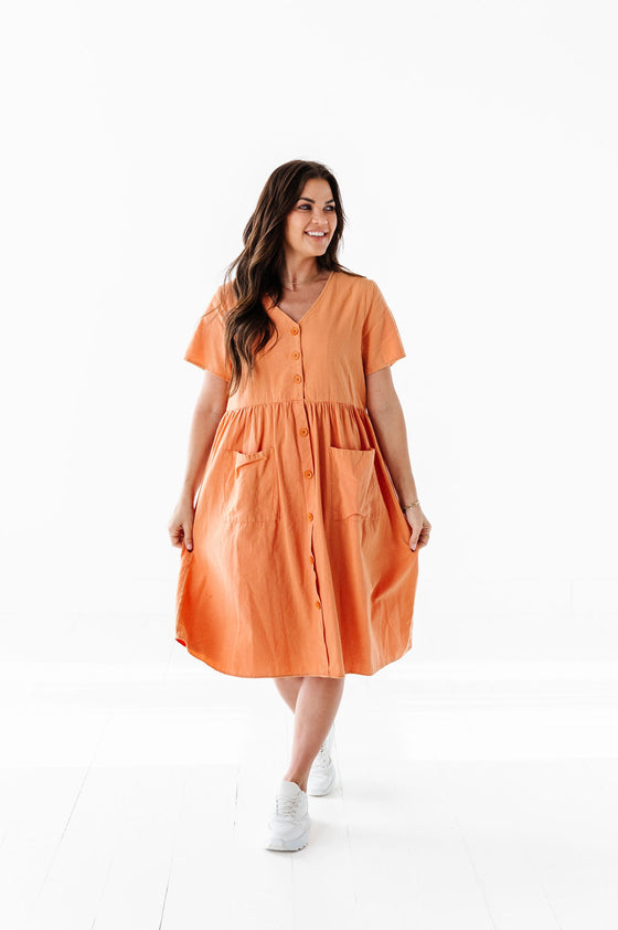 Danica Button Down Dress in Apricot