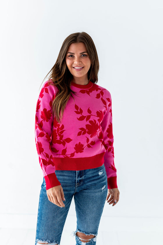 McKinley Jacquard Sweater in Hot Pink