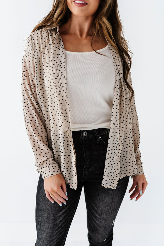 Sia Dotted Button Up Top