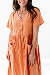 Danica Button Down Dress in Apricot