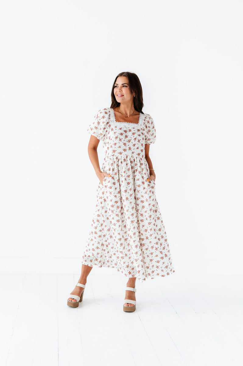 Kelsey Floral Printed Lace Dress - Size L & XL Left – Livy&Kate