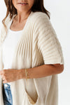 Gigi Short Sleeve Cardigan Sweater in Natural - Size S/M Left