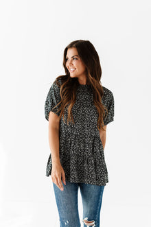  Beck Ditsy Floral Top in Black - Size S & M Left