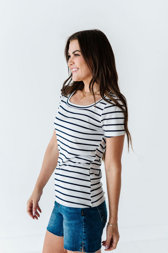 Taylor Striped Top in White