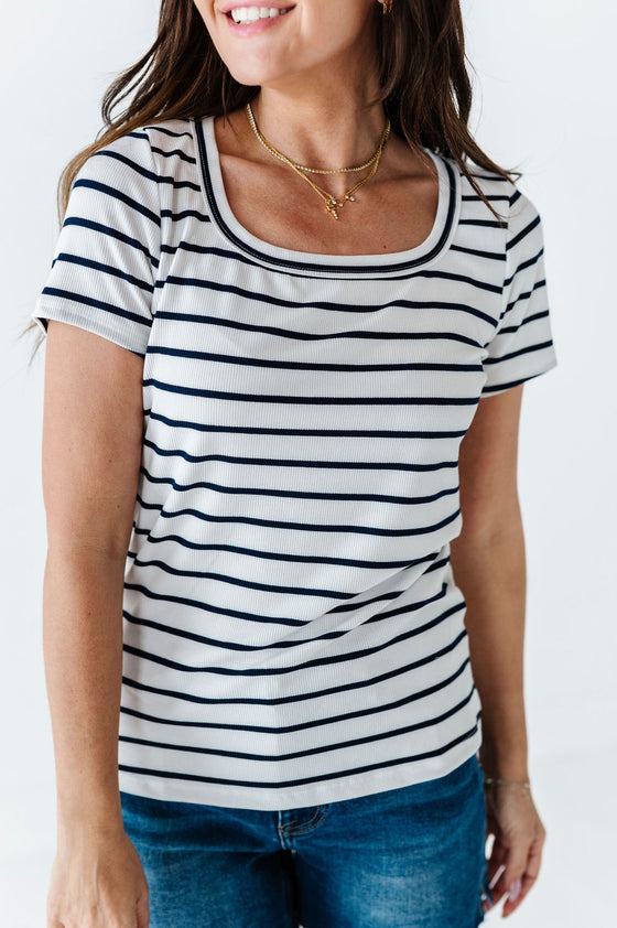 Taylor Striped Top in White