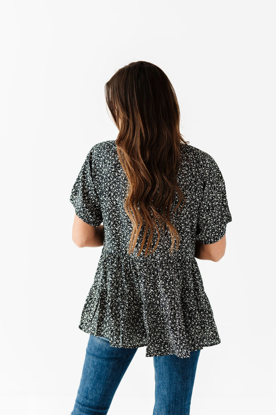 Beck Ditsy Floral Top in Black - Size S & M Left