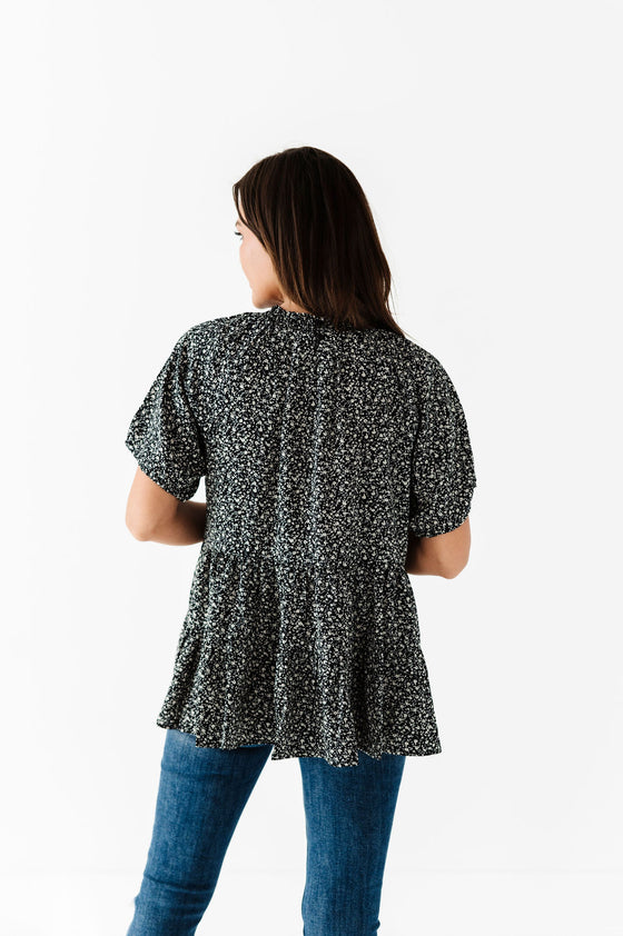 Beck Ditsy Floral Top in Black - Size S & M Left