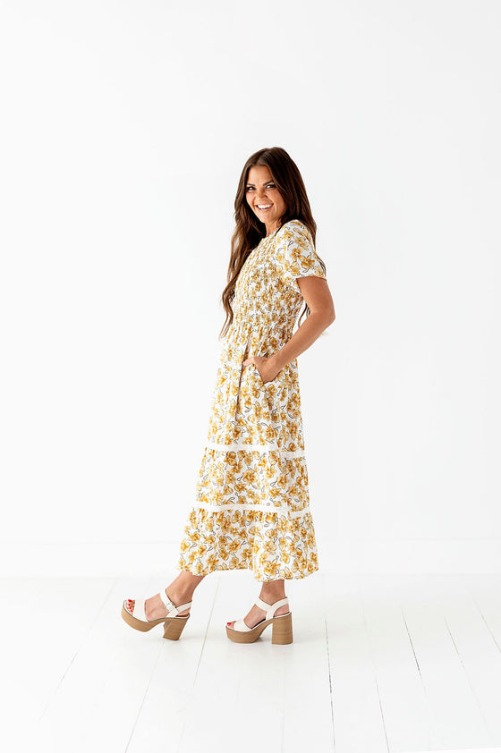Helena Tiered Dress in Ivory