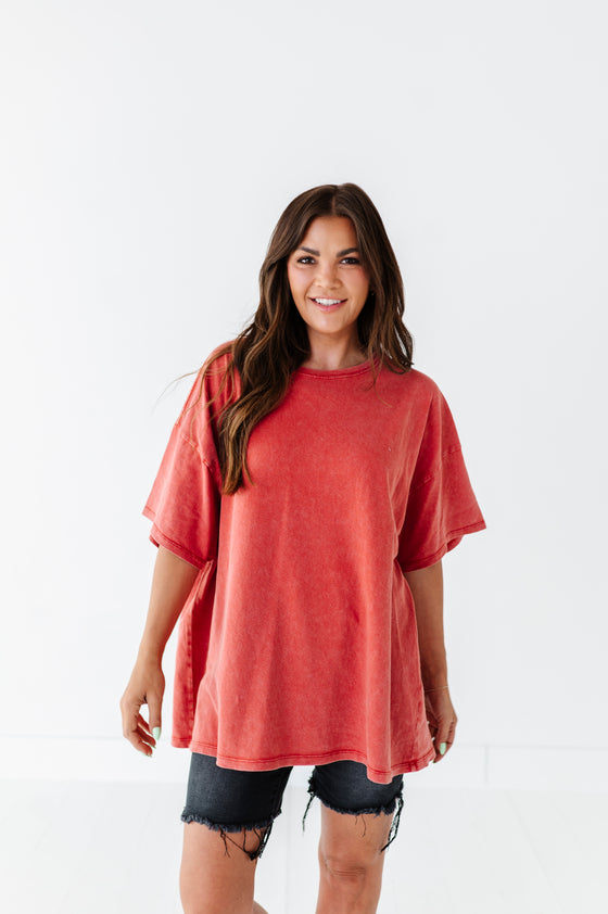 Teagan Oversized Tee in Red