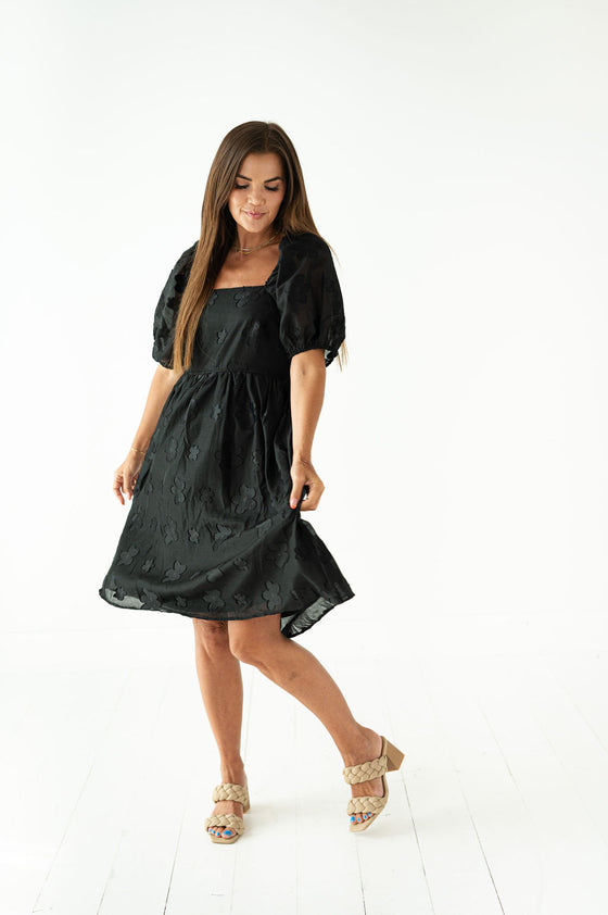 Julietta Embroidered Dress in Black - Size 2X & 3X Left