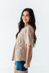 Drew Henley Knit Top in Taupe