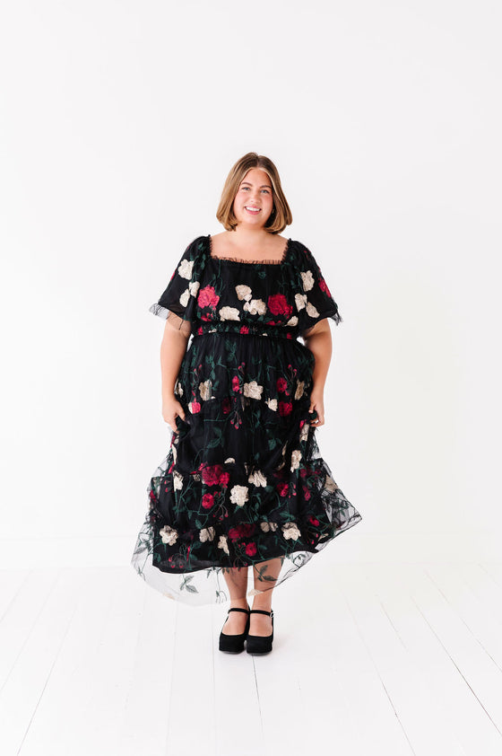 Roma Ruffle Tiered Dress in Black