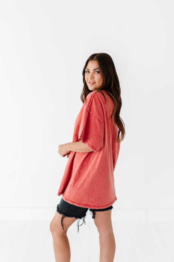 Teagan Oversized Tee in Red