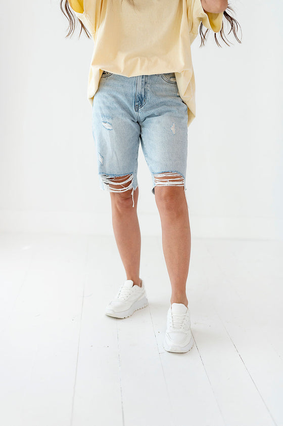 Nova Frayed Denim Shorts - Size Small & Medium Left