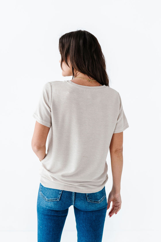 Maddy Textured Knit Top in Tan
