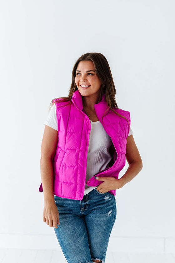 Westwick Puffer Vest in Fuschia