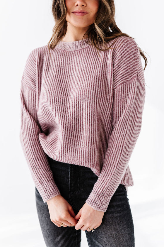Tori Ribbed Sweater in Dark Mauve