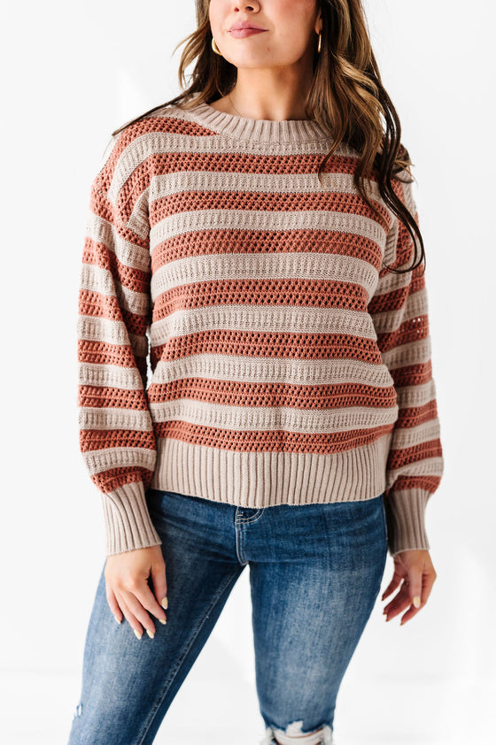 Courtney Striped Sweater in Cinnamon
