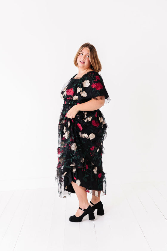 Roma Ruffle Tiered Dress in Black