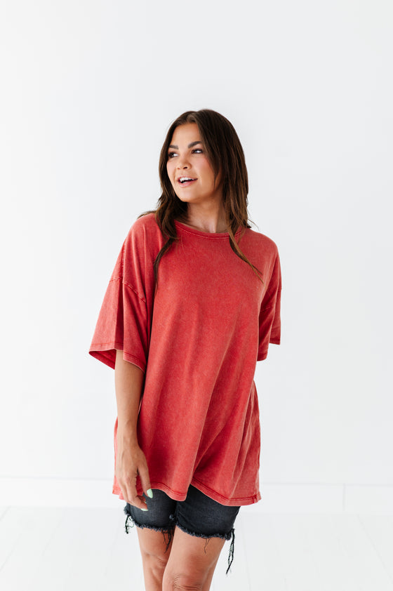 Teagan Oversized Tee in Red