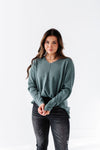 Jovie Pullover Sweater in Dusty Teal - Size Medium Left