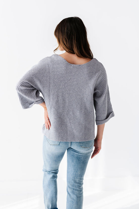 Londyn Drop Shoulder Sweater in Gray
