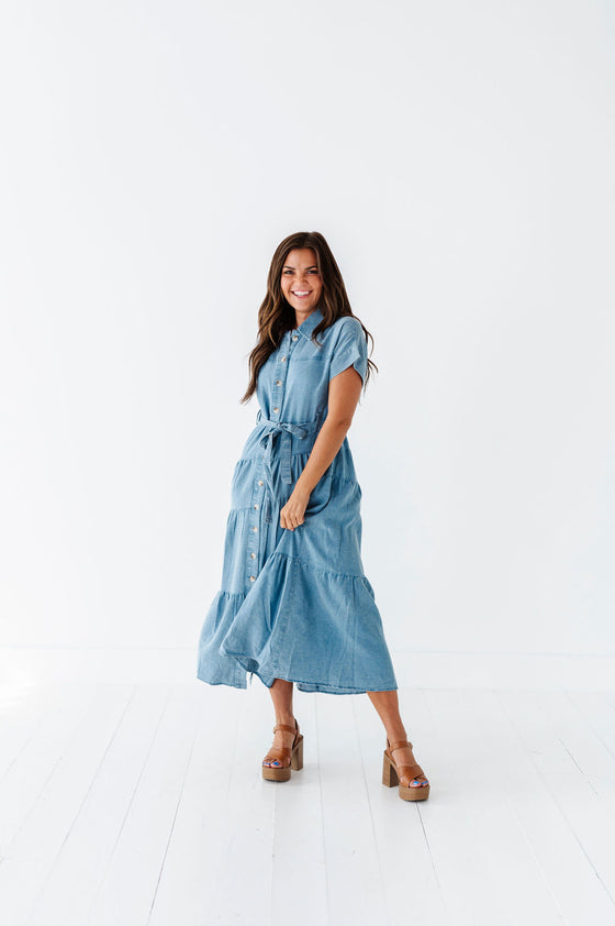 Lennox Dress in Denim Blue