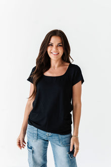  Everleigh Ribbed Top in Black