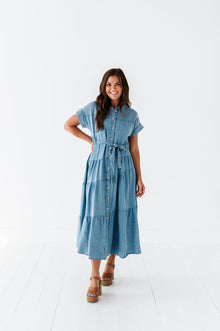  Lennox Dress in Denim Blue