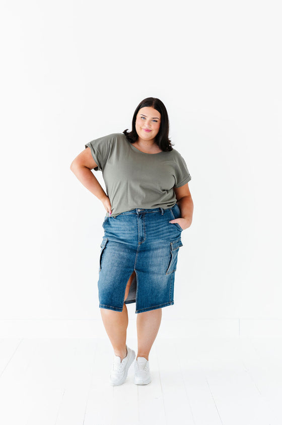 Camilla Cargo Skirt in Denim