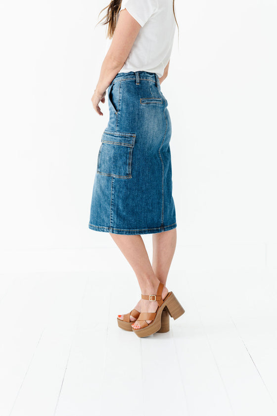 Camilla Cargo Skirt in Denim