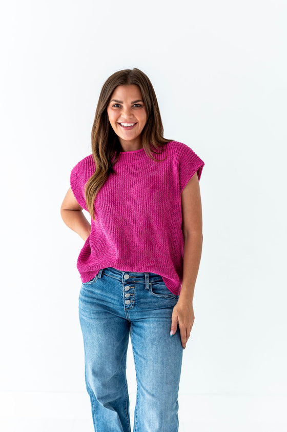 Annie Sweater Top in Magenta