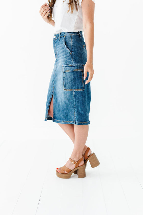 Camilla Cargo Skirt in Denim