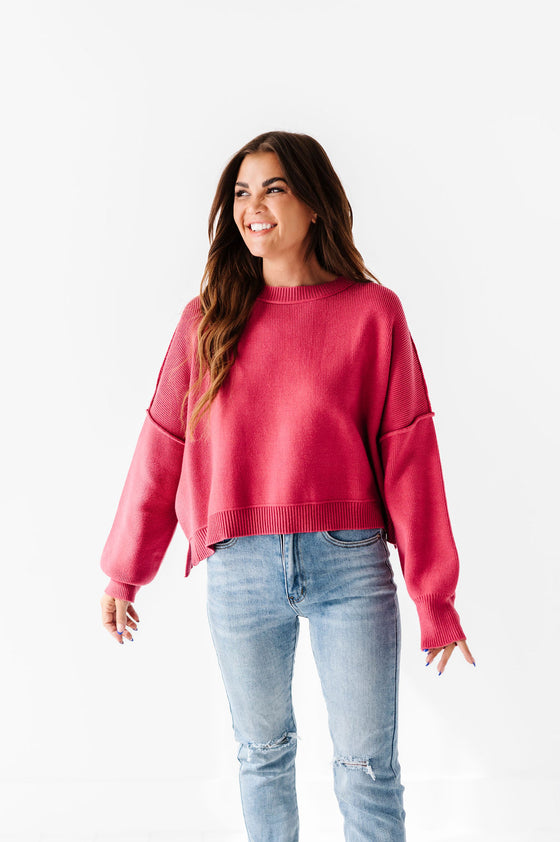Madeline Knit Sweater in Fuchsia