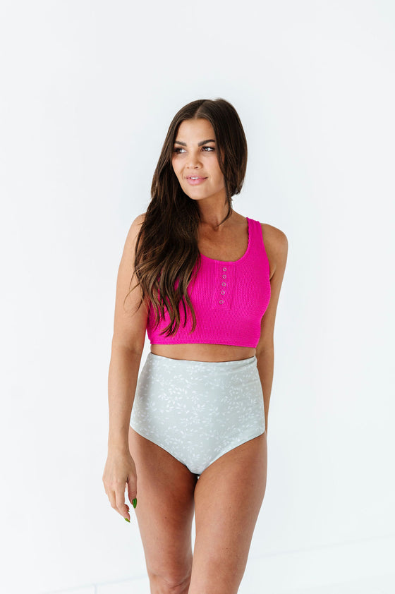Water Lily High Waisted Reversible Bottoms in Sage