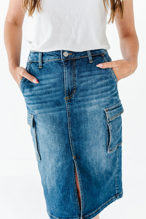 Camilla Cargo Skirt in Denim