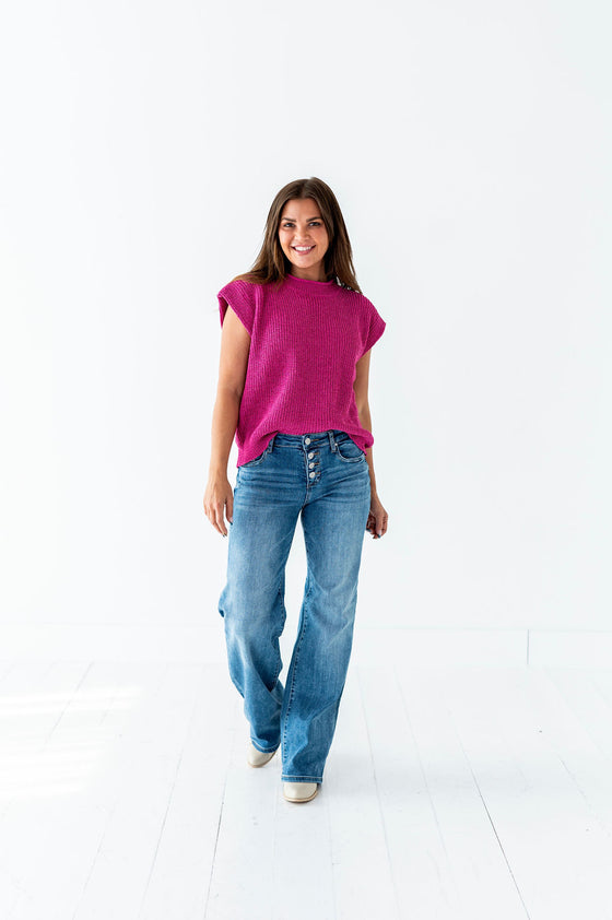 Annie Sweater Top in Magenta