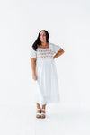 Brooklyn Floral Embroidered Dress In Ivory