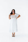 Brooklyn Floral Embroidered Dress In Ivory